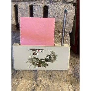 Vintage Lacquerware Otagiri Stationary and Pen Holder Hummingbirds